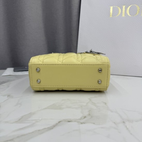 Premium Replica Dior Lady Dior Mini Cannage Bag Yellow Clone