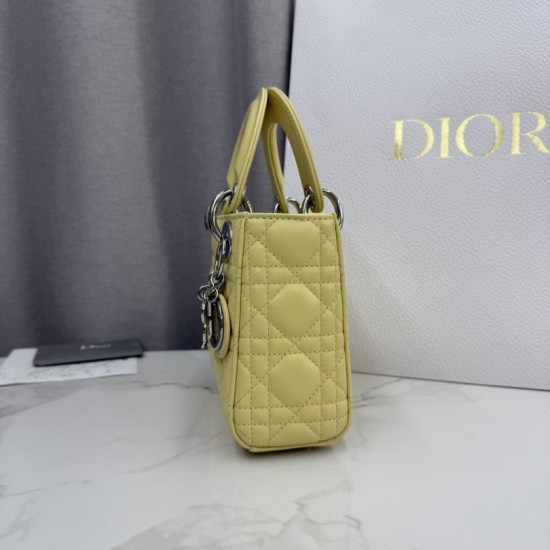 Premium Replica Dior Lady Dior Mini Cannage Bag Yellow Clone