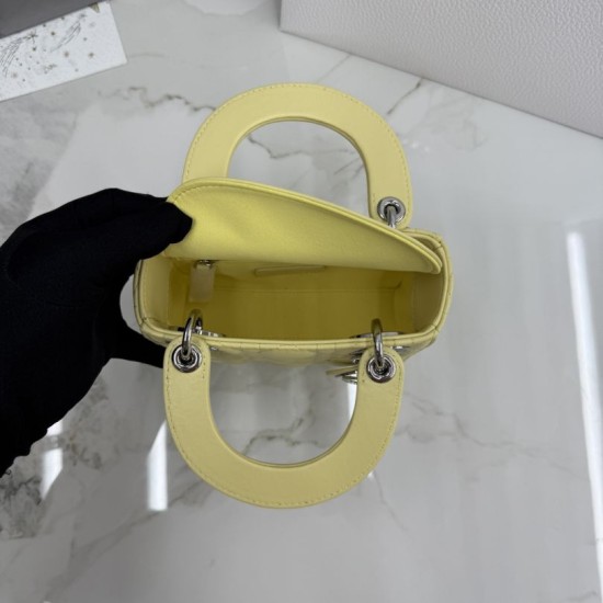 Premium Replica Dior Lady Dior Mini Cannage Bag Yellow Clone