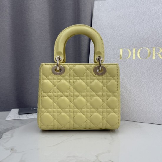 Premium Replica Dior Lady Dior Small Cannage Bag Yellow Clone