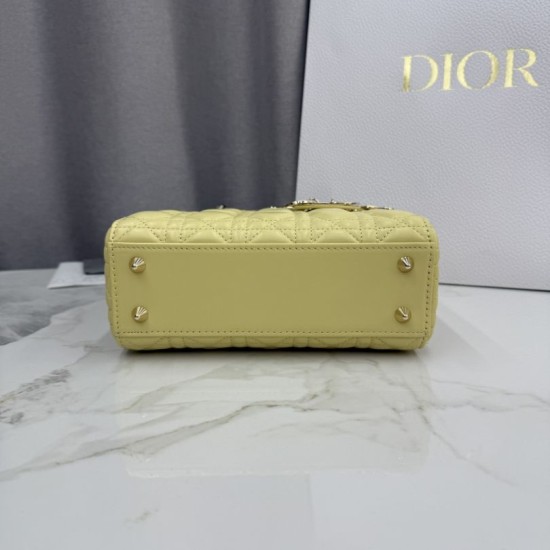 Premium Replica Dior Lady Dior Small Cannage Bag Yellow Clone