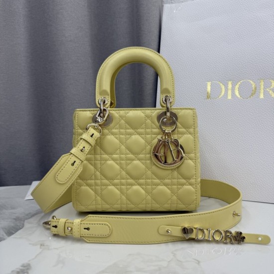 Premium Replica Dior Lady Dior Small Cannage Bag Yellow Clone