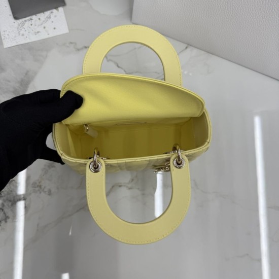 Premium Replica Dior Lady Dior Small Cannage Bag Yellow Clone