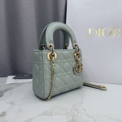 Premium Replica Dior Lady Dior Mini Cannage Bag Green Clone