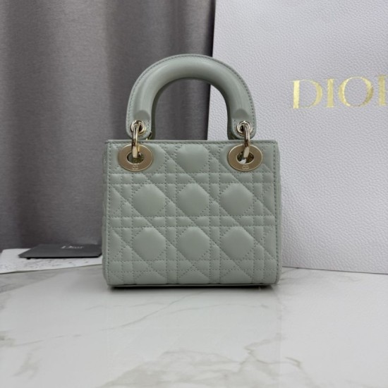 AAAA Fake Dior Lady Dior Mini Cannage Bag Green Inspired Knockoff Premium Replica Dior Lady Dior Mini Cannage Bag Green Clone