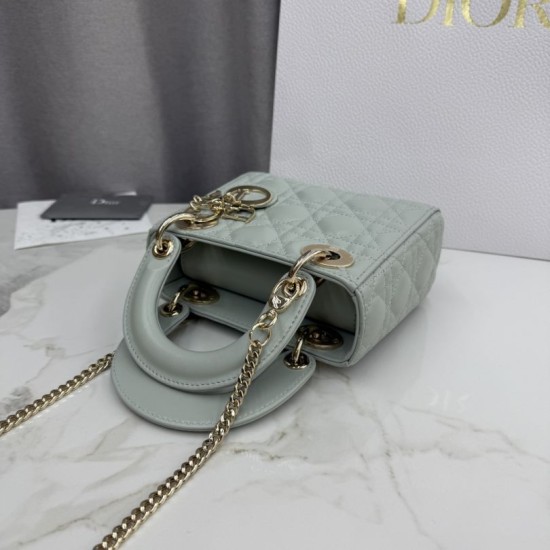 AAAA Fake Dior Lady Dior Mini Cannage Bag Green Inspired Knockoff Premium Replica Dior Lady Dior Mini Cannage Bag Green Clone