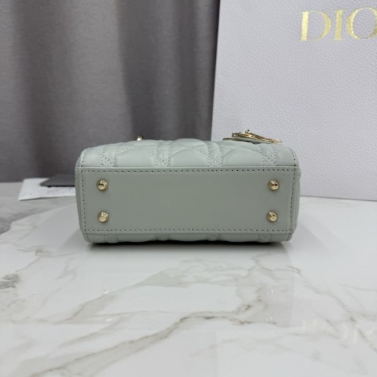 AAAA Fake Dior Lady Dior Mini Cannage Bag Green Inspired Knockoff Premium Replica Dior Lady Dior Mini Cannage Bag Green Clone
