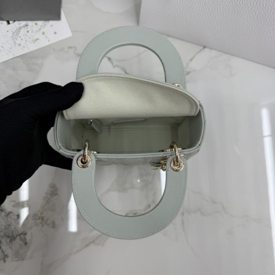 AAAA Fake Dior Lady Dior Mini Cannage Bag Green Inspired Knockoff Premium Replica Dior Lady Dior Mini Cannage Bag Green Clone