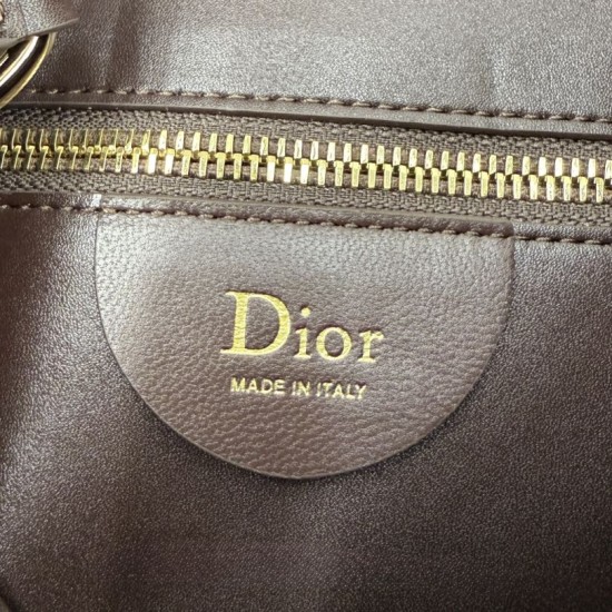 Premium Replica Medium Dior Diorly Suede Shoulder Bag Chocolate Clone