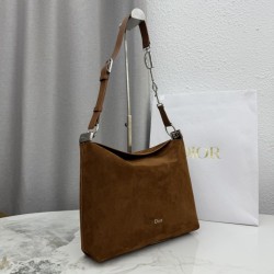 Premium Replica Medium Dior Shoulder Bag Diorly Suede Brown Clone