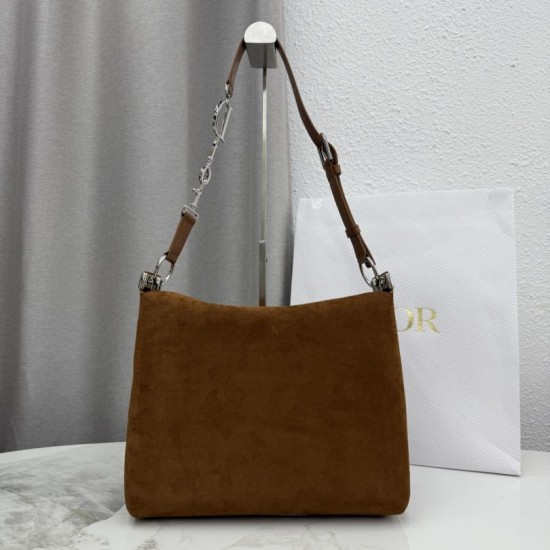 Premium Replica Medium Dior Shoulder Bag Diorly Suede Brown Clone