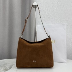 Premium Replica Medium Dior Shoulder Bag Diorly Suede Brown Clone