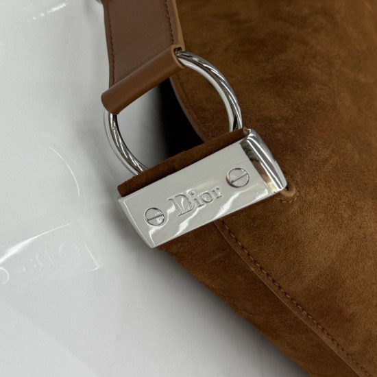 Premium Replica Medium Dior Shoulder Bag Diorly Suede Brown Clone