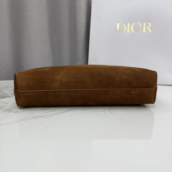 Premium Replica Medium Dior Shoulder Bag Diorly Suede Brown Clone