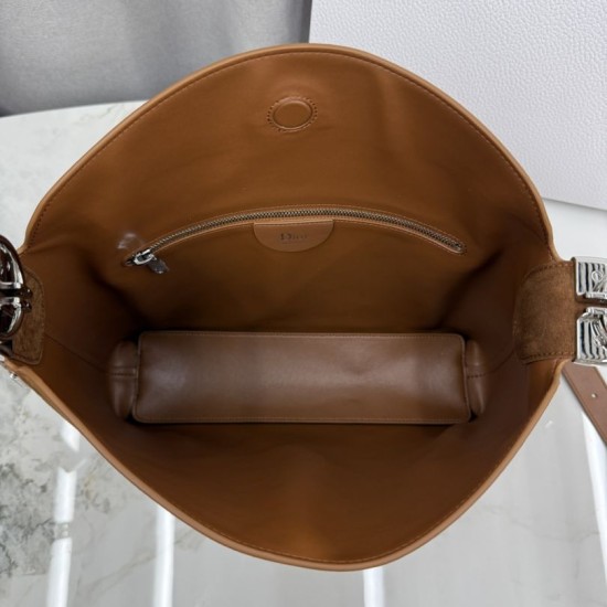 Premium Replica Medium Dior Shoulder Bag Diorly Suede Brown Clone