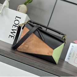Premium Replica Loewe Puzzle Edge Small Bag Multicolored Leather/Suede Clone