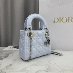 Premium Replica Dior Lady Dior Mini Cannage Bag Blue Clone
