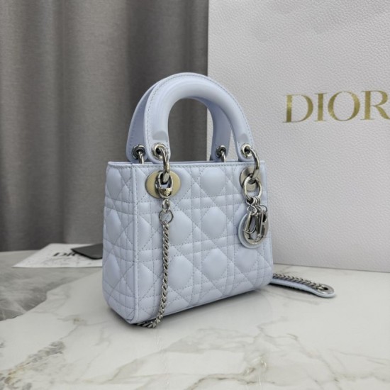 Premium Replica Dior Lady Dior Mini Cannage Bag Blue Clone