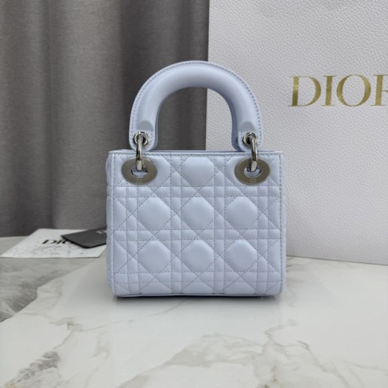 Premium Replica Dior Lady Dior Mini Cannage Bag Blue Clone