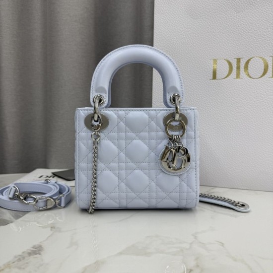 Premium Replica Dior Lady Dior Mini Cannage Bag Blue Clone