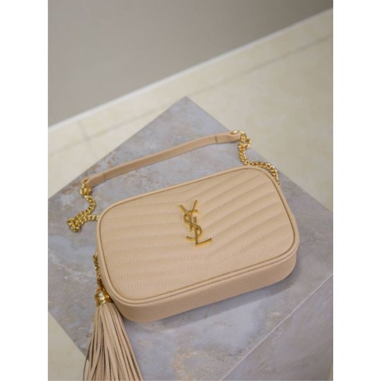 Premium Replica YSL Saint Laurent Lou Mini Quilted Shoulder Bag Apricot Clone
