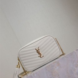 Premium Replica YSL Saint Laurent Lou Mini Quilted Shoulder Bag White Clone