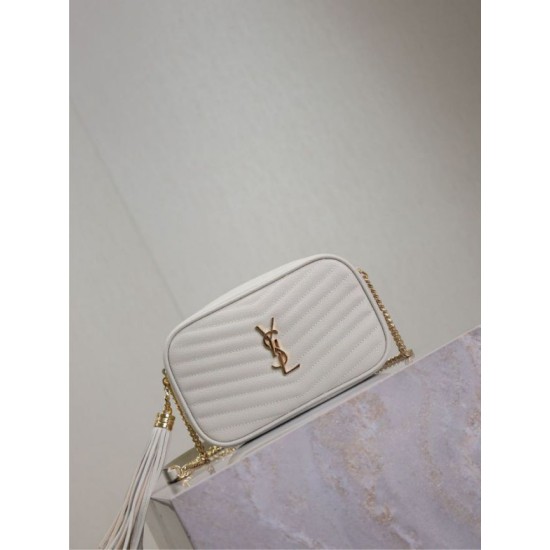 AAAA Fake YSL Saint Laurent Lou Mini Quilted Shoulder Bag White Inspired Knockoff Premium Replica YSL Saint Laurent Lou Mini Quilted Shoulder Bag White Clone