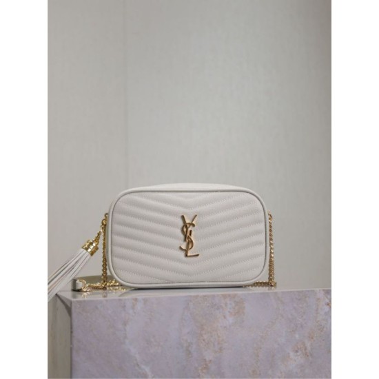 AAAA Fake YSL Saint Laurent Lou Mini Quilted Shoulder Bag White Inspired Knockoff Premium Replica YSL Saint Laurent Lou Mini Quilted Shoulder Bag White Clone