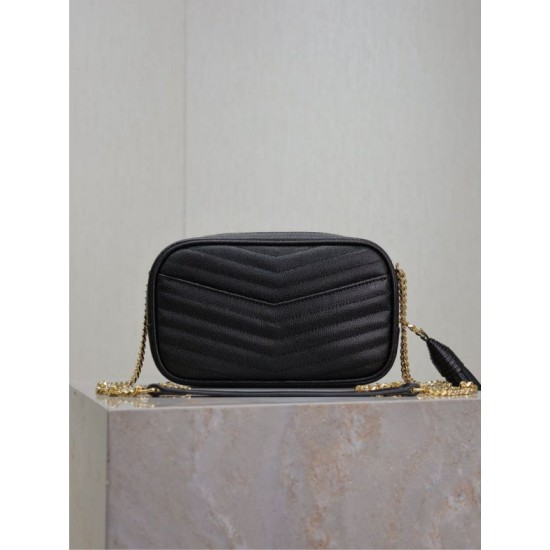 Premium Replica YSL Saint Laurent Lou Mini Quilted Shoulder Bag Black Clone