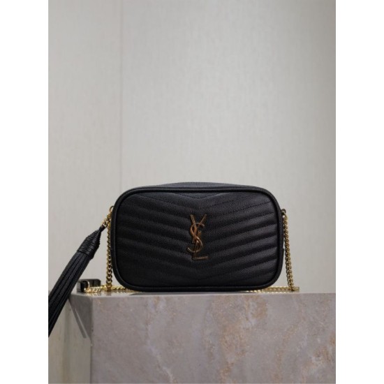 Premium Replica YSL Saint Laurent Lou Mini Quilted Shoulder Bag Black Clone