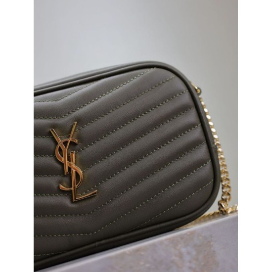 Premium Replica YSL Saint Laurent Lou Mini Quilted Shoulder Bag Green Clone
