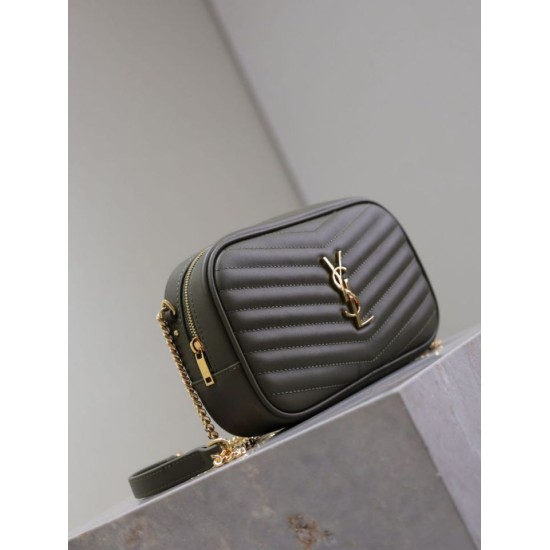 Premium Replica YSL Saint Laurent Lou Mini Quilted Shoulder Bag Green Clone