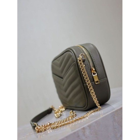 Premium Replica YSL Saint Laurent Lou Mini Quilted Shoulder Bag Green Clone