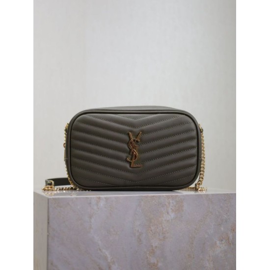 Premium Replica YSL Saint Laurent Lou Mini Quilted Shoulder Bag Green Clone