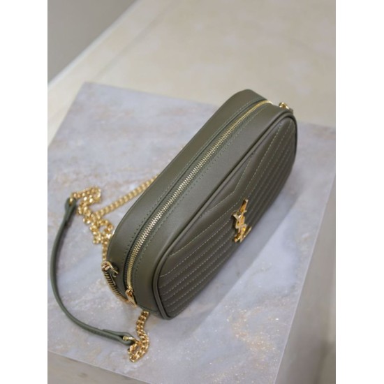 Premium Replica YSL Saint Laurent Lou Mini Quilted Shoulder Bag Green Clone