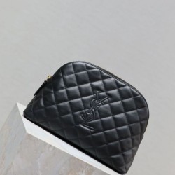 Premium Replica YSL Saint Laurent Cassandre Large Quilted and Embroidered Clutch Black Clone