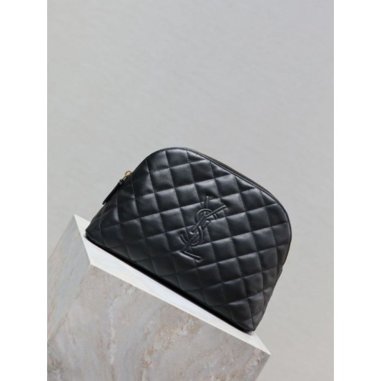 Premium Replica YSL Saint Laurent Cassandre Large Quilted and Embroidered Clutch Black Clone