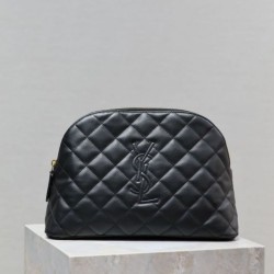 Premium Replica YSL Saint Laurent Cassandre Large Quilted and Embroidered Clutch Black Clone