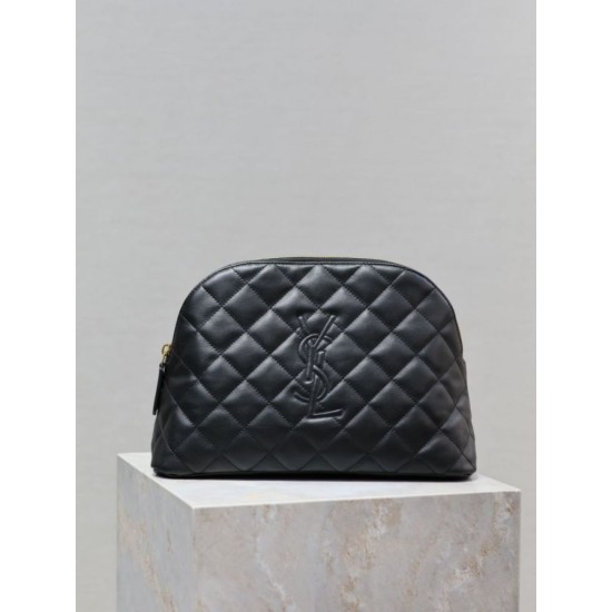 Premium Replica YSL Saint Laurent Cassandre Large Quilted and Embroidered Clutch Black Clone