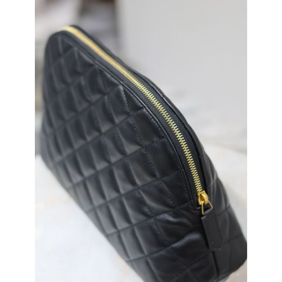 Premium Replica YSL Saint Laurent Cassandre Large Quilted and Embroidered Clutch Black Clone