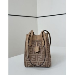Premium Replica Fendi Origami Mini Jacquard Tote Bag Apricot Clone