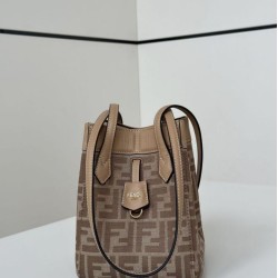 Premium Replica Fendi Origami Mini Jacquard Tote Bag Apricot Clone