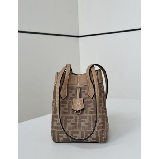 Premium Replica Fendi Origami Mini Jacquard Tote Bag Apricot Clone
