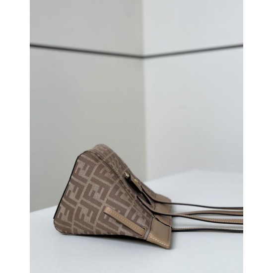 Premium Replica Fendi Origami Mini Jacquard Tote Bag Apricot Clone