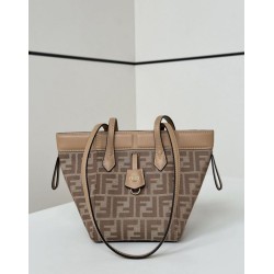Premium Replica Fendi Origami Mini Jacquard Tote Bag Apricot Clone