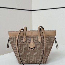 Premium Replica Fendi Origami Mini Jacquard Tote Bag Apricot Clone