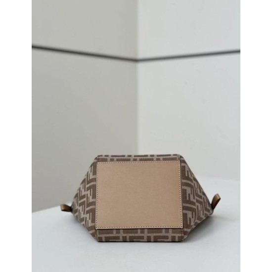 Premium Replica Fendi Origami Mini Jacquard Tote Bag Apricot Clone