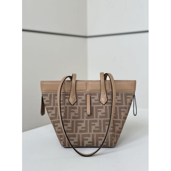 Premium Replica Fendi Origami Mini Jacquard Tote Bag Apricot Clone