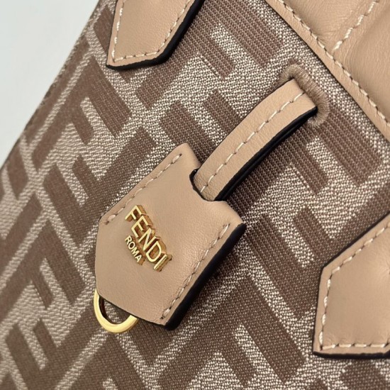 Premium Replica Fendi Origami Mini Jacquard Tote Bag Apricot Clone