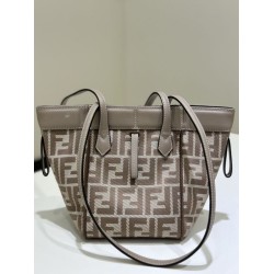 Premium Replica Fendi Origami Mini Jacquard Tote Bag Brown Clone